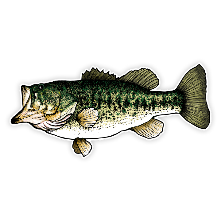10" largemouth bass decal left facing on white background